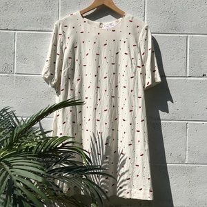 & Other Stories Embroidered Lips and Hearts Dress